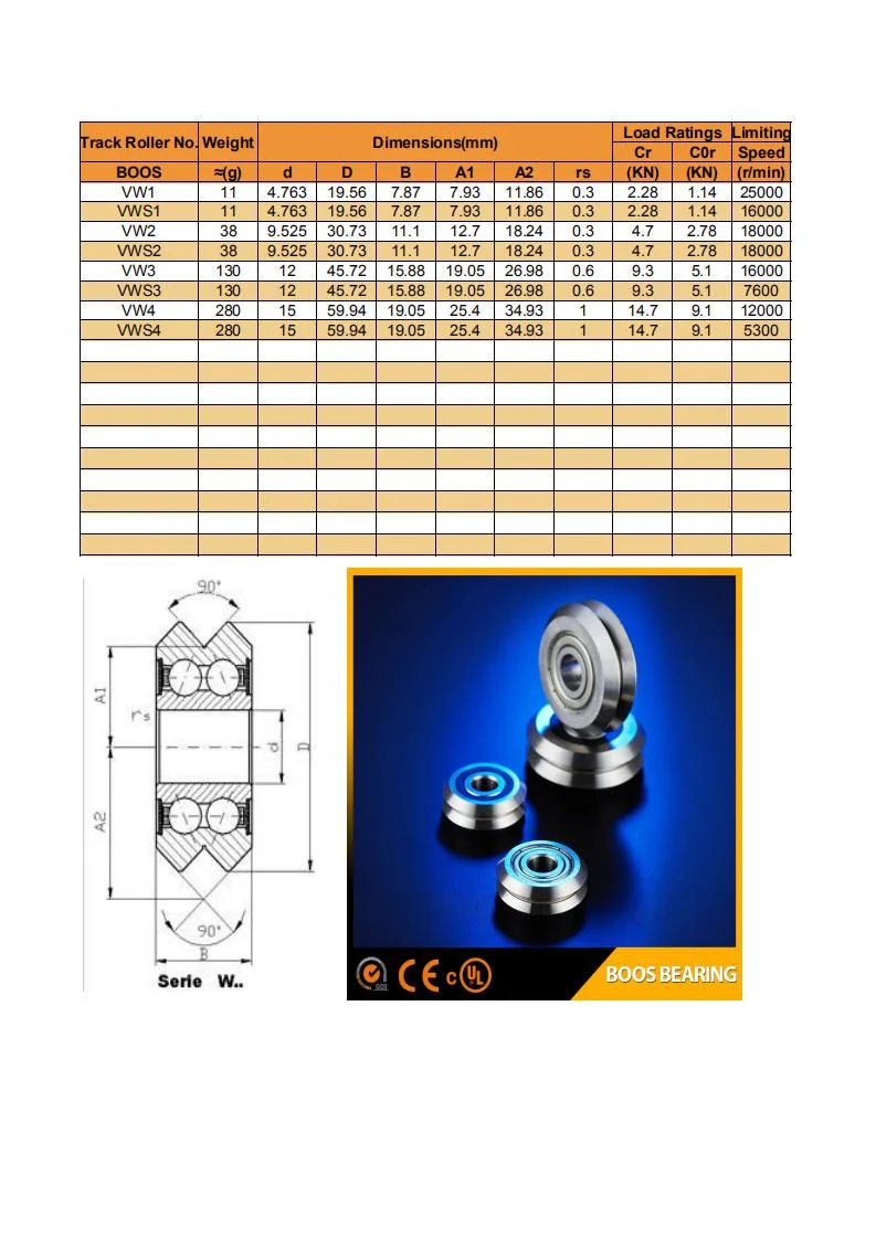 VW1 Vws1 Vwss1 W1X Track Roller Bearing Guide Bearing